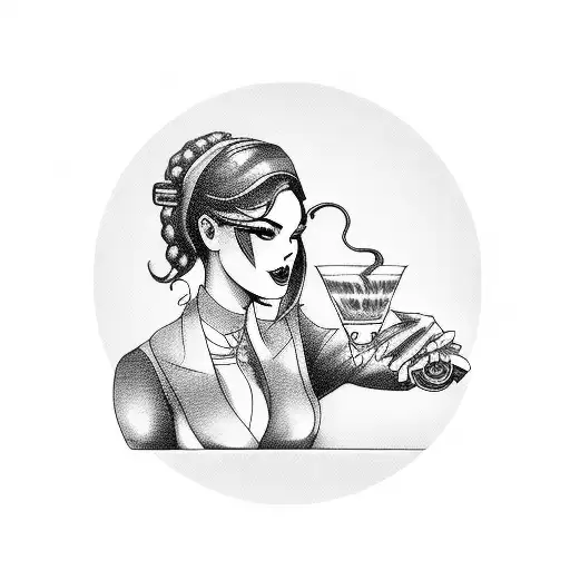 Bartender Shaking A Cocktail With Coffee Beans As Garnish