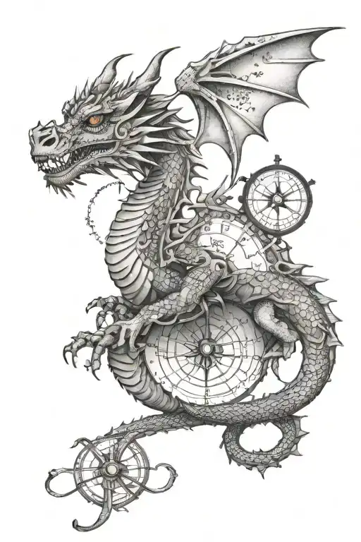 Dragon With Compass