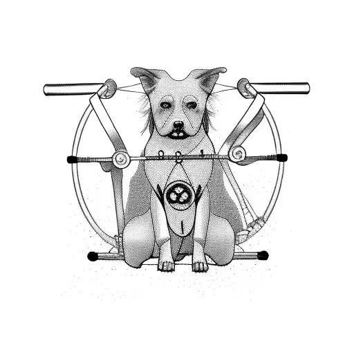 A Minimalist Tattoo Of A Pilates Machine With A Subtle Dog Silhouette Incorporated