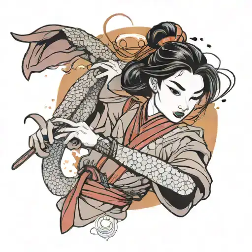 Image Of Mulan In Graphic Style Against A Background Of Colored Mushu