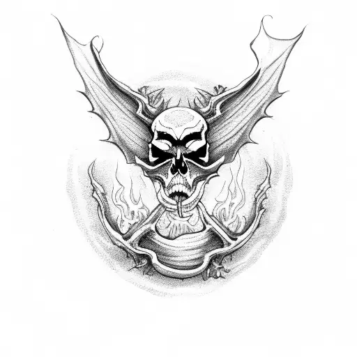 Skull Dragon With Fire