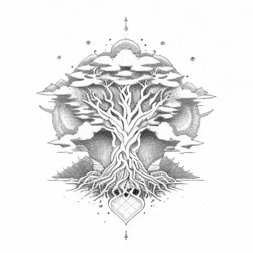 Deamon And Tree Like Yggdrasil