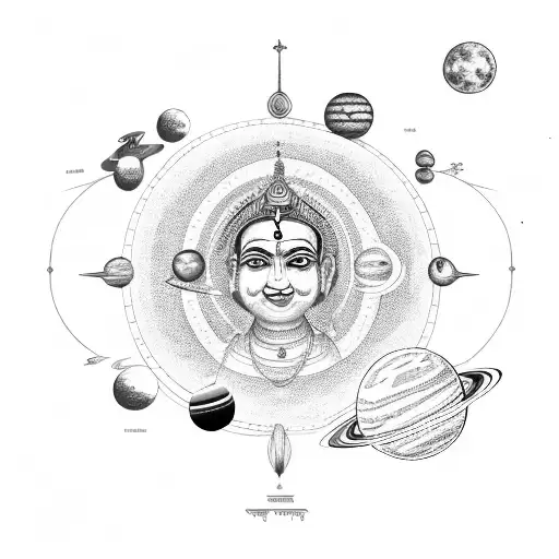 A Scientific Representation Of The Solar System With Hindu Gods And Goddesses As Celestial Bodies