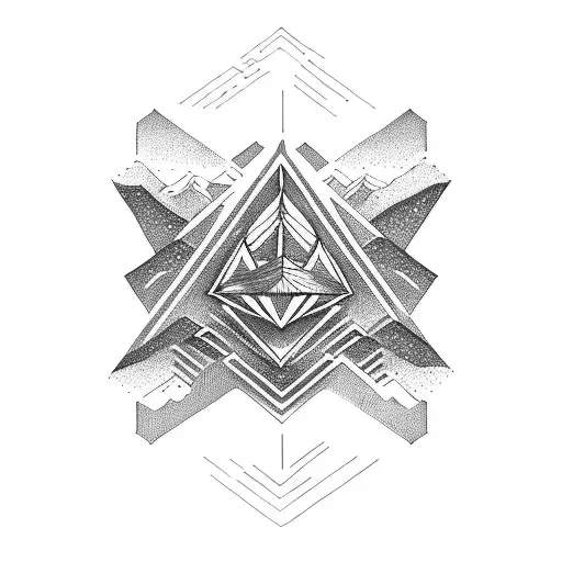 Mountain Range Forming The Shape Of Valknut