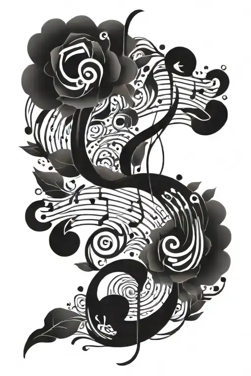 Music Notes Floral Art Design