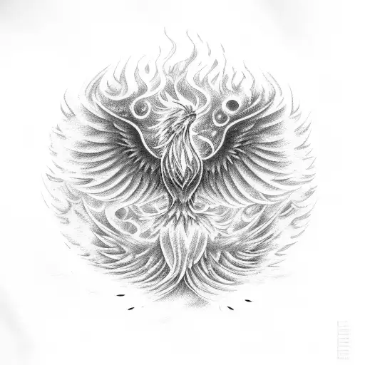 A Phoenix Made Of Books Bursting Into Flames