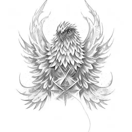 A Phoenix Rising From The Ashes With The Phrase 'Now Lets Work'