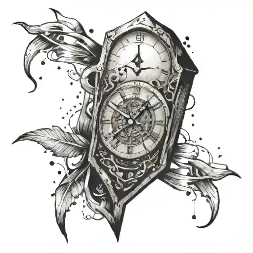 Crossed Coffin Nails Breaking A Clock Face