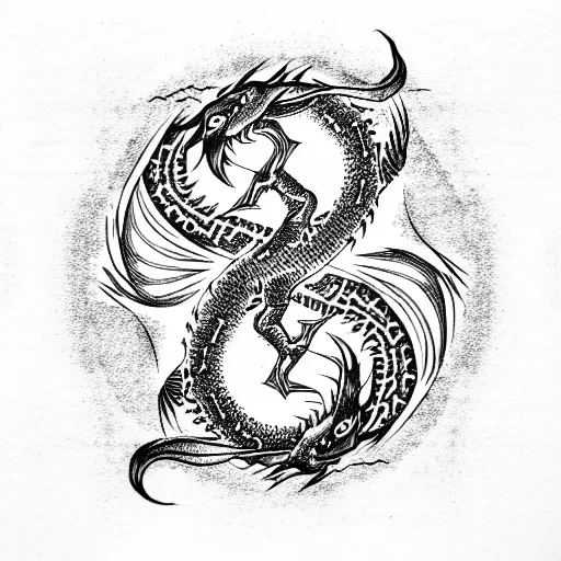 Yin And Yang Dragon Stylized