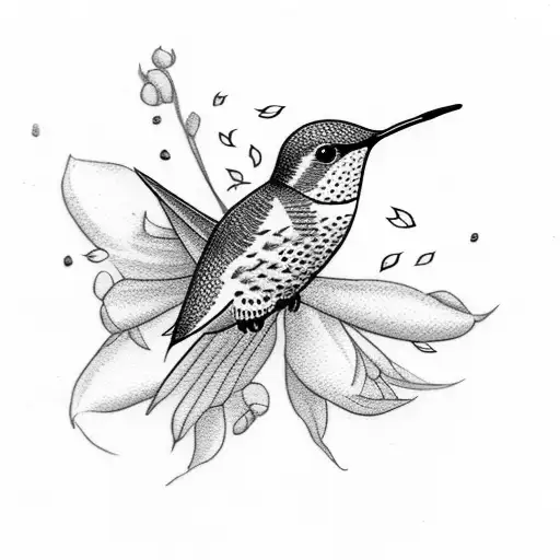 Hummingbird With October Month Flower