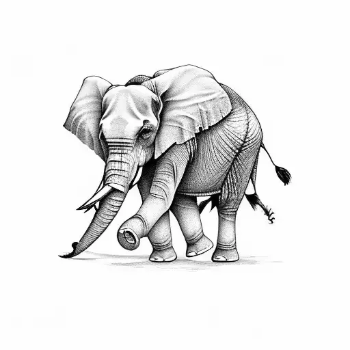 Elephant Walking Through A Landscape Of Elephant Bones On A Left Arm Sleeve