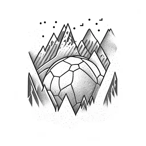 Mountains And A Football Merging Together