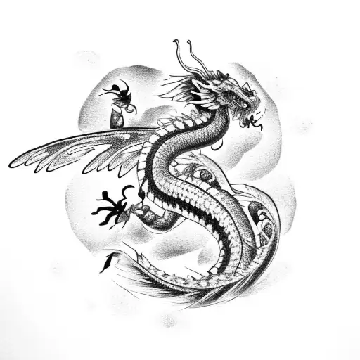 Japanese Dragon With Dragonfly Wings
