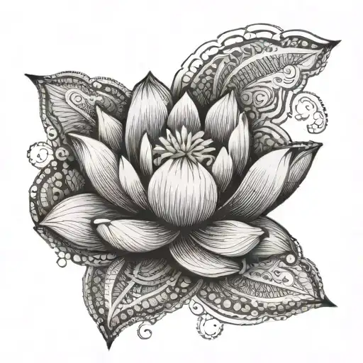A Lotus Flower Blooming With Intricate Greek Key Patterns