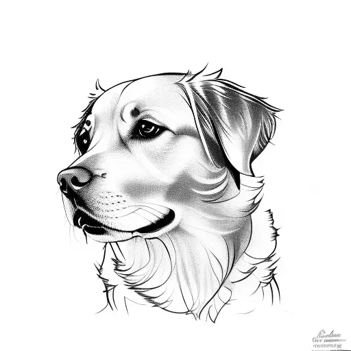 Golden Retriever Side Portrait And Letters Monte Below