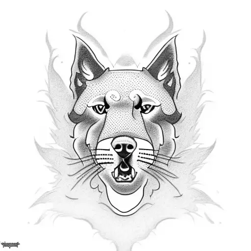 Design A Dotwork Tattoo Featuring A Wsu Cougars Football Player With A Dog By Their Side