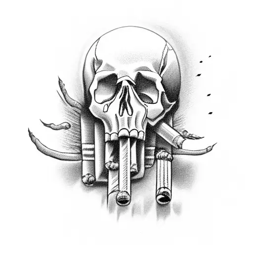 Light Up Joint Smoked By Skull With Smoke Comming From Every Hole