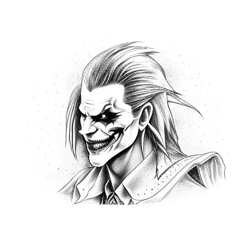 A Dotwork Tattoo Of Sephiroth And The Joker Facing Off In A Virtual Reality Game