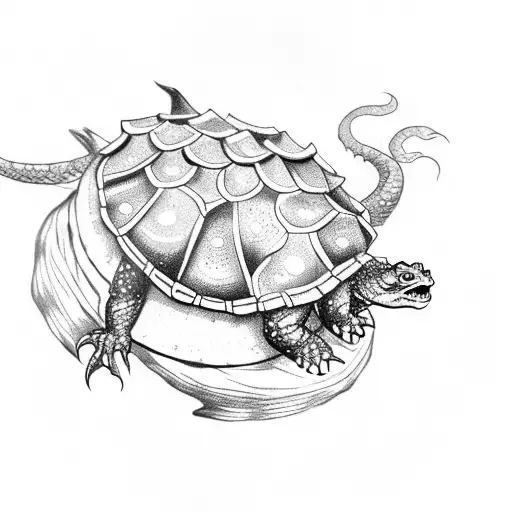 A Wise Dragon Balancing On A Turtle's Shell