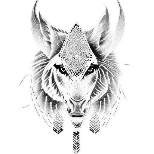 A Dotwork Tattoo Featuring A Fearless Kurdish Warrior Adorned With Symbols Of Kurdistan