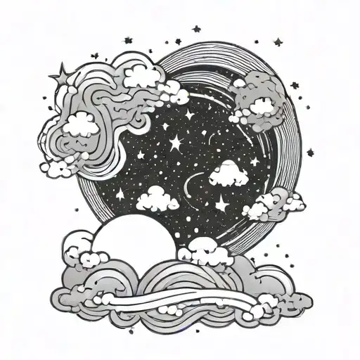 A Cosmic Design Of A Rainbow Constellation Surrounded By Swirling Love Clouds