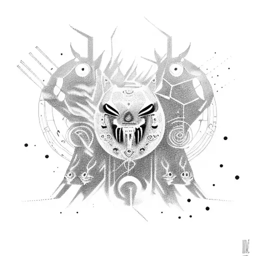 A Rave Scene With Mystical Animals Dancing To Techno Music