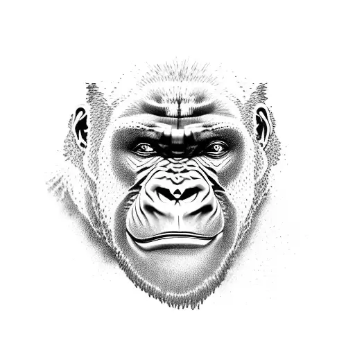 A Dotwork Tattoo Of A Gorilla Doing Capoeira Movements