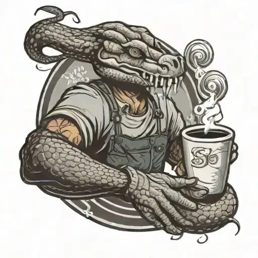 A Barista Brewing Coffee With A Snake Wrapped Around Their Arm