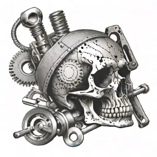 A Mechanic's Tool Set Forming A Skull Shape