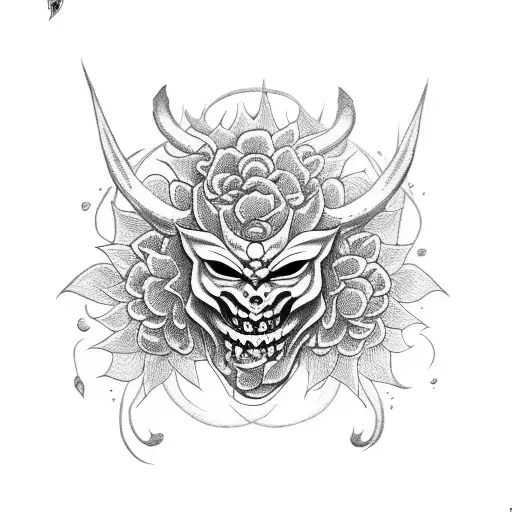 Demon Mask With Flowers