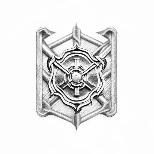Firefighter Emblem Surrounded By Weights