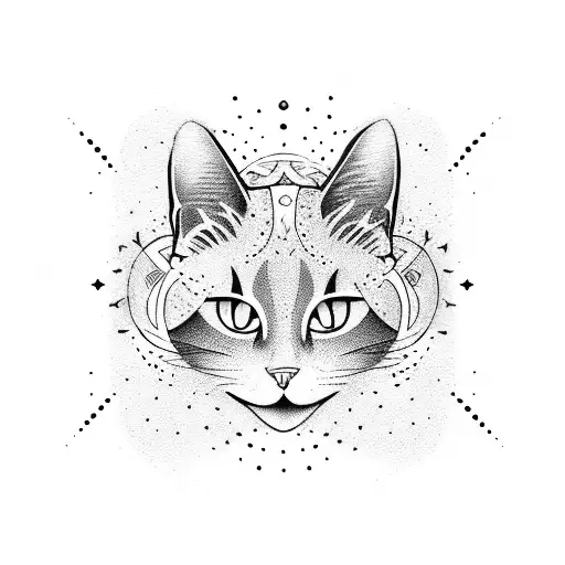 Black Cat With Stars