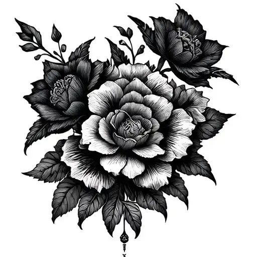 Offer Me A Tattoo For The Back Of A Woman With Celtic And Germanic Symbols By Including Flowers