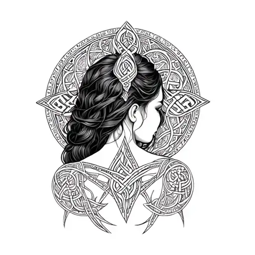 Offer Me A Tattoo For The Back Of A Woman With Celtic Symbols