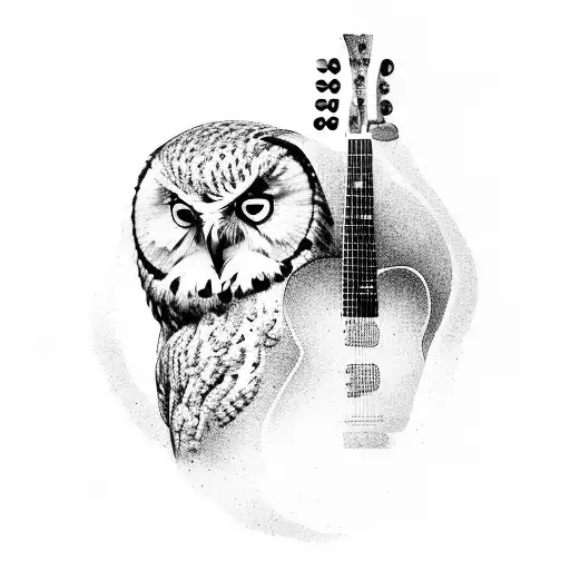 A Soldier Playing A Guitar With An Owl Silhouette In The Background