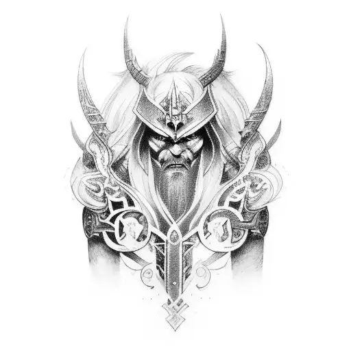 A Tattoo Combining Elements Of World Of Warcraft And Norse Mythology