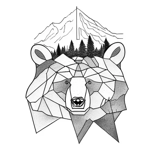 Bear With Mountain Scene Inside Its Body