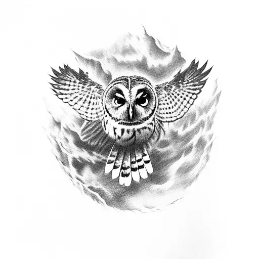 Mean Looking Tawny Owl Flying To Attack Prey