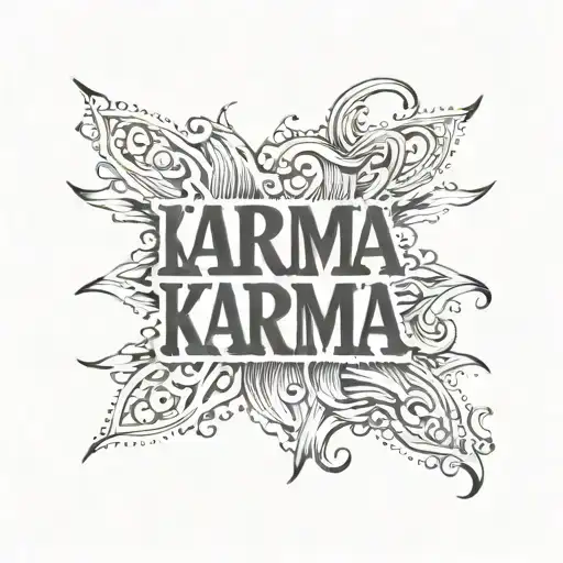 Create A Tattoo Featuring The Word 'Karma' In A Unique And Artistic Font