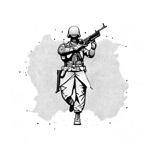 Soldier Silhouette Holding A Gun