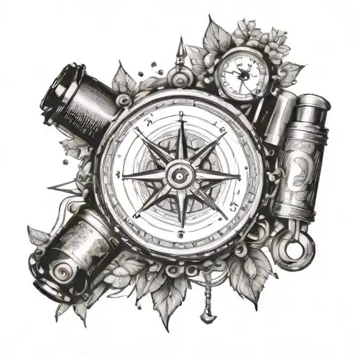 A Compass Rose Surrounded By Gym Equipment And Hiking Gear