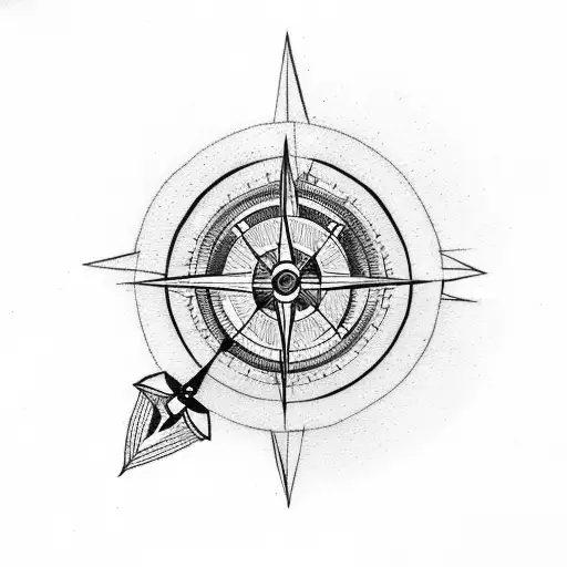 Half Compass With A Bird On The Side