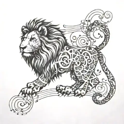 Lion And Music Notes Flowing