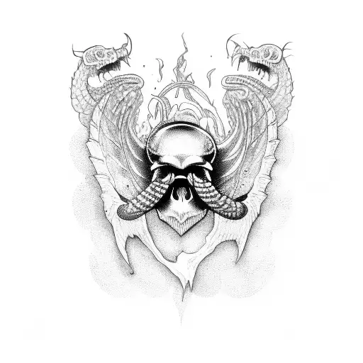 Skull Snake And Skull Raven