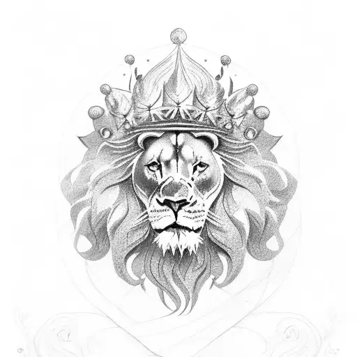 Rose Below Lion With Crown