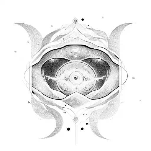 Alien With Third Eye On A Geometric Background