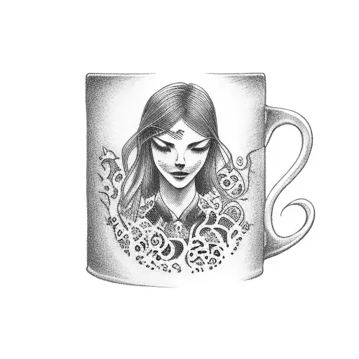 Coffee Mug With A Girl's Silhouette Formed By Steam