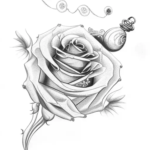 Pocket Watch With Roses And Dolphin