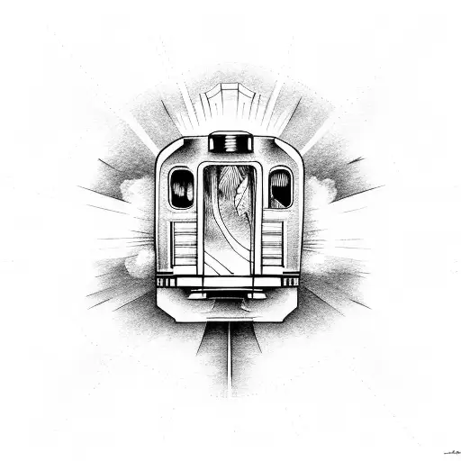 Train Caboose Going Into Heavenly Sunset