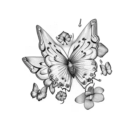 3 Butterflies With Flowers And A Cancer Sign